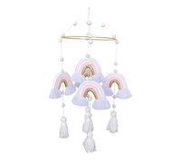 UYUME Chic Tapestry Wall Decor, Nordic Rainbow Wall Hanging, Handwoven Macrame Wall Decoration, Rainbow Tapestry Wall Decoration for Nursery Baby Bed (3) (Color : 4)