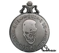 UYUME pocket watch, Retro pocket watch,Gray Quartz Pocket Watch Double L Pendant Pocket Watch Chains Fobs Necklace (Color : Gray Color)