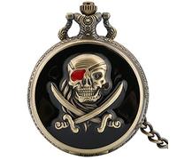UYUME pocket watch, Retro pocket watch,Gray Quartz Pocket Watch Double L Pendant Pocket Watch Chains Fobs Necklace (Color : Skull)