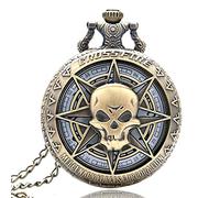 UYUME pocket watch, Retro pocket watch,Gray Quartz Pocket Watch Double L Pendant Pocket Watch Chains Fobs Necklace (Color : Hollow)