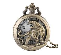 UYUME pocket watch, Retro pocket watch,Quartz Pocket Watch Men's Pocket Watch, Vintage Tiger Hollow Design Mens Chic Style Bronze Quartz Pocket Watch with Chain, ，Pocket Watch and Chain for Men