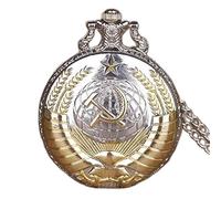 UYUME pocket watch, Retro pocket watch,Sickle Hammer Pocket Watch Gold-Silver Pendant with Fob Chain Clock-gold silver (Color : Gold Silver)