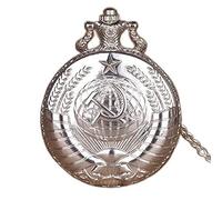UYUME pocket watch, Retro pocket watch,Sickle Hammer Pocket Watch Gold-Silver Pendant with Fob Chain Clock-gold silver (Color : Silver)