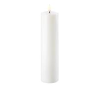 UYUNI Lighting | Flameless Pillar LED Candle | Battery Operated Fake Candle with Flickering 3D Flame, Nordic White, 7.8 x 10 cm