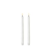 UYUNI Lighting | Flameless Taper LED Candle | Battery Operated Fake Candle with Flickering 3D Flame, Nordic White, 2.3 x 25 cm (Pack of 2)