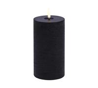 Uyuni Lighting Uyuni LED Block Candle melted Black rustic, Ø7.8x15 cm