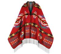 Uyuni Women's Bohemian Casual Shawl Fringe Poncho Cashmere Loose Vintage Patterned Cardigan