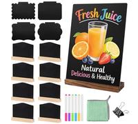 UYUYong 13 PCS Chalkboard Signs, Erasable Tabletop, Double Sided Blackboard Chalk Boards with Stands+6 Colors Liquid Chalk+Eraser Cloth for Food Labels Wedding Party Decorations Place Cards Price Tags