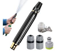 UYVPAER 1 x High Pressure Nozzle for Garden Hose with 4 Attachments, Adjustable Spray Pattern, for Lawn, Yard, Plant Care, Black