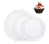 UYVPAER Pack of 150 Lace Paper for Cakes, Round Cake Toppers, Kitchen Baking Paper, White Paper Doily, Place Mat Paper for Wedding, Birthday, Party, Cake Paper Plates, Cake Base (3 Sizes)