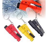 UYVPAER Pack of 3 The Original Emergency Keychain Car Escape Tool - Car Security Key Fob 3 in 1 - Emergency Glass Breaker, Belt Cutter, Emergency Whistle - Red, Yellow, Black