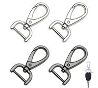 UYVPAER Pack of 4 Carabiner Key Rings with Sliding Buckle and Lobster Clip, for Bag Strap, DIY Crafts, Silver, Black
