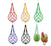UYVPAER Pack of 5 Chicken Feeder Net for Hanging with Hooks, Chickens Activity Outdoor with Hooks for Chickens, Vegetables, Chickens, Hanging Feeder with 3 Hooks for Chicken Coop