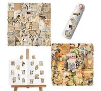 UYVPAER Set of 100 Vintage Stickers in Burnt Collage Style - Scrapbooking Accessories with Real Burnt Edge Effect - Retro Stickers for Junk Journal, Bullet Journal, Crafts & Decoration