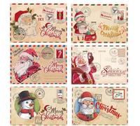 UYXiNONE 12 x Weihnachts-Vintage-Grußkarten + 12 x Weihnachtsgrußumschläge + 12 x versiegelte runde Aufkleber, Weihnachtsgeschenkkarten, gefaltete Karten, Wünsche, Nachrichten.