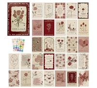 UYXiNONE 30 PCS Vintage Rose Wall Collage Kit, Wall Art Bedroom Aesthetic,Wall Collage of DIY,Mini Posters,Vintage Postcards