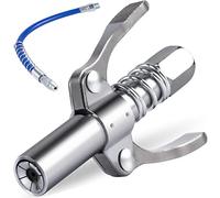 UYYE Double Handle Grease Gun Coupler, Quick Lock Release Grease Tips Ends Couplers, 10000 PSI Duty Grease Tips with Flexible Tube, Compatible with All Grease Guns 1/8" NPT Tip Accessories, 1PC