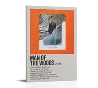 UYYERWWQ Justin Timberlake Album Man of The Woods Posters Aesthetic Wall Art Canvas Vintage Poster Decorative Painting For Rooms Decor16x24inch(40x60cm) Frame-style