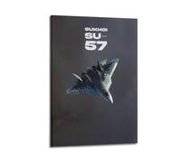 UYYRWEQRTR Sukhoi SU-57 Posters Aesthetic Wall Art Decorative Painting Poster Decor Vintage Canvas for Living Room Bed Room 12x18inch(30x45cm) Frame-style