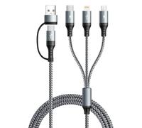 UZAHSK 5 in 1 Multi Charging Cable with Data Transfer [3A 1.2M] Nylon Multi Fast Charging Cable, USB A/C Charger Cords with Micro/Type C/Lightning for iPhone Series/Samsung/Tablets/PS and More
