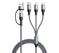 UZAHSK 5 in 1 Multi Charging Cable with Data Transfer [3A 1.2M] Nylon Multi Fast Charging Cable, USB A/C Charger Cords with Micro/Type C/Lightning for