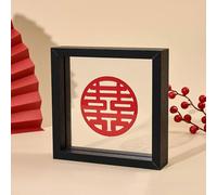 UZAMIRLEX Embossed Glass Photo Frame, A4 Wooden Floating Frame Double Glass Photo Display Double Sided(Black,8 inches)