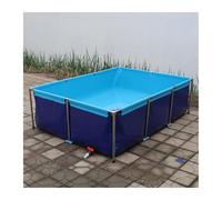 UZAMIRLEX Folding Fish Pond, Above Ground Fish Pond Water Tank Foldable PVC Canvas with Drain Valve Blue(2 * 1.5 * 0.8m)
