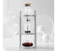 UZAMIRLEX Ice Cold Brew Dripper Coffee Maker, Detachable Glass with 600ml Coffee Pot, Adjustable Valve and Stainless Steel Strainer, Wood Rack, for Coffee Lover Housewarming Gift(White)