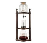 UZAMIRLEX Ice Cold Brew Dripper Coffee Maker, Detachable Glass with 600ml Coffee Pot, Adjustable Valve and Stainless Steel Strainer, Wood Rack, for Coffee Lover Housewarming Gift(Black)