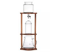 UZAMIRLEX Ice Cold Brew Dripper Coffee Maker, Iced Coffee Smooth Cold Brew Coffee and Tea Maker, with Adjustable Water Flow, Glass Carafe, Wooden Bracket, for Home, Office(Parent)