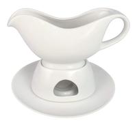 UZAMIRLEX Porcelain Gravy Sauce Boat, Ceramic Gravy Boat With Tea Light Warming Rack Sauce Pot Kit White 12oz Pack of 2