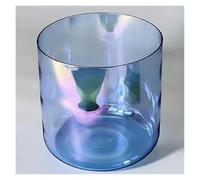 UZAMIRLEX Quartz Crystal Singing Bowls, 6 Inch Alchemy Crystal Clear Blue Singing Bowl, 432HZ Suitable For Yoga Meditation & Sound Healing, Prayer, Stress Reduction(B Note)