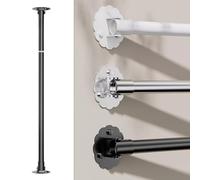 UZAMIRLEX Wardrobe Rail, Adjustable 180 Swivel Wardrobe Rail Support Angled Wall Multicolor Multiple Sizes(Balck,190-255cm(74.8"-100"))