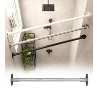 UZAMIRLEX Wardrobe Rail, Adjustable Angled Wall Closet Rod Bracket, 180 Degree Swivel, Multicolor, Multiple Sizes(Silver,120-180cm(47 1/4"-70 7/8"))