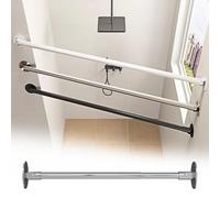 UZAMIRLEX Wardrobe Rail, Adjustable Retractable Closet Rod For Angled Wall Stainless Steel Multicolor Multiple Sizes(Silver,35-55cm(13 3/4"-21 5/8"))