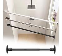 UZAMIRLEX Wardrobe Rail, Adjustable Retractable Closet Rod For Angled Wall Stainless Steel Multicolor Multiple Sizes(Black,75-110cm(29 1/2"-43 1/4"))