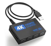 Uzanpie 4K HDMI Splitter 1 in 4 Out with EDID HDCP HDR 3D, 4 Way Distribution for PC, Laptop, HDTV, Projector, 4-Port Splitter Copy 1 Source to 4 Displays at The Same Time