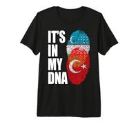 Uzbek and Turkish Mix Heritage DNA Flag Premium T-Shirt