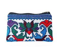 Uzbek Handmade Women's Wallet, Embroidered Floral Zip Pouch, Multicolour Boho Style