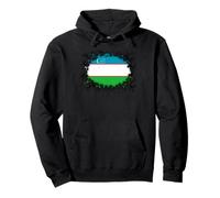 Uzbekistan Flag Graphic Pullover Hoodie