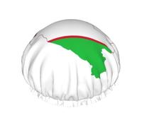Uzbekistan Flag Map Print Shower Cap For Women,Reusable Bath Cap,Breathable Shower Caps,Bathing Shower Caps With Adjustable