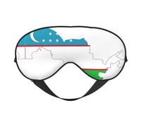 Uzbekistan Flag Map Print Sleep Mask Silk-Like Eye Mask Sleeping Eye Mask for Women Men for Travel Sleep Relaxation