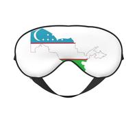 Uzbekistan Flag Map Print Sleep Mask,Soft Eye Mask with Adjustable Strap for Sleeping, Travel and Relaxation
