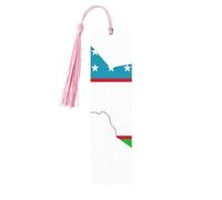 Uzbekistan Flag Map Print Wooden Bookmark Women Men Tassel Book Marks Bookmarks for Book Lovers Reading Accessories