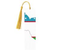 Uzbekistan Flag Map Print Wooden Bookmark Women Men Tassel Book Marks Bookmarks for Book Lovers Reading Accessories
