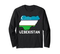 Uzbekistan Flag Map Uzbek Pride Uzbek Flag Uzbek Roots Long Sleeve T-Shirt