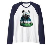 Uzbekistan Flag Panda Uzbek Roots Raglan Baseball Tee