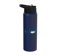 Uzbekistan Map Heartbeat EKG Pulse Uzbek Pride Uzbek Roots Stainless Steel Insulated Water Bottle