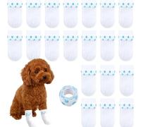 UzeEnde 20 Pcs Disposable Dog Boots for Paw Protection - Waterproof Durable Paw Socks with Adjustable Straps, Prevent Paw Licking & Wounds Pet Foot Covers for Indoor Outdoor Use (#1,M)