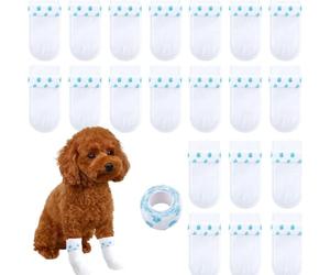 UzeEnde 20 Pcs Disposable Dog Boots for Paw Protection - Waterproof Durable Paw Socks with Adjustable Straps, Prevent Paw Licking & Wounds Pet Foot Covers for Indoor Outdoor Use (#1,S)